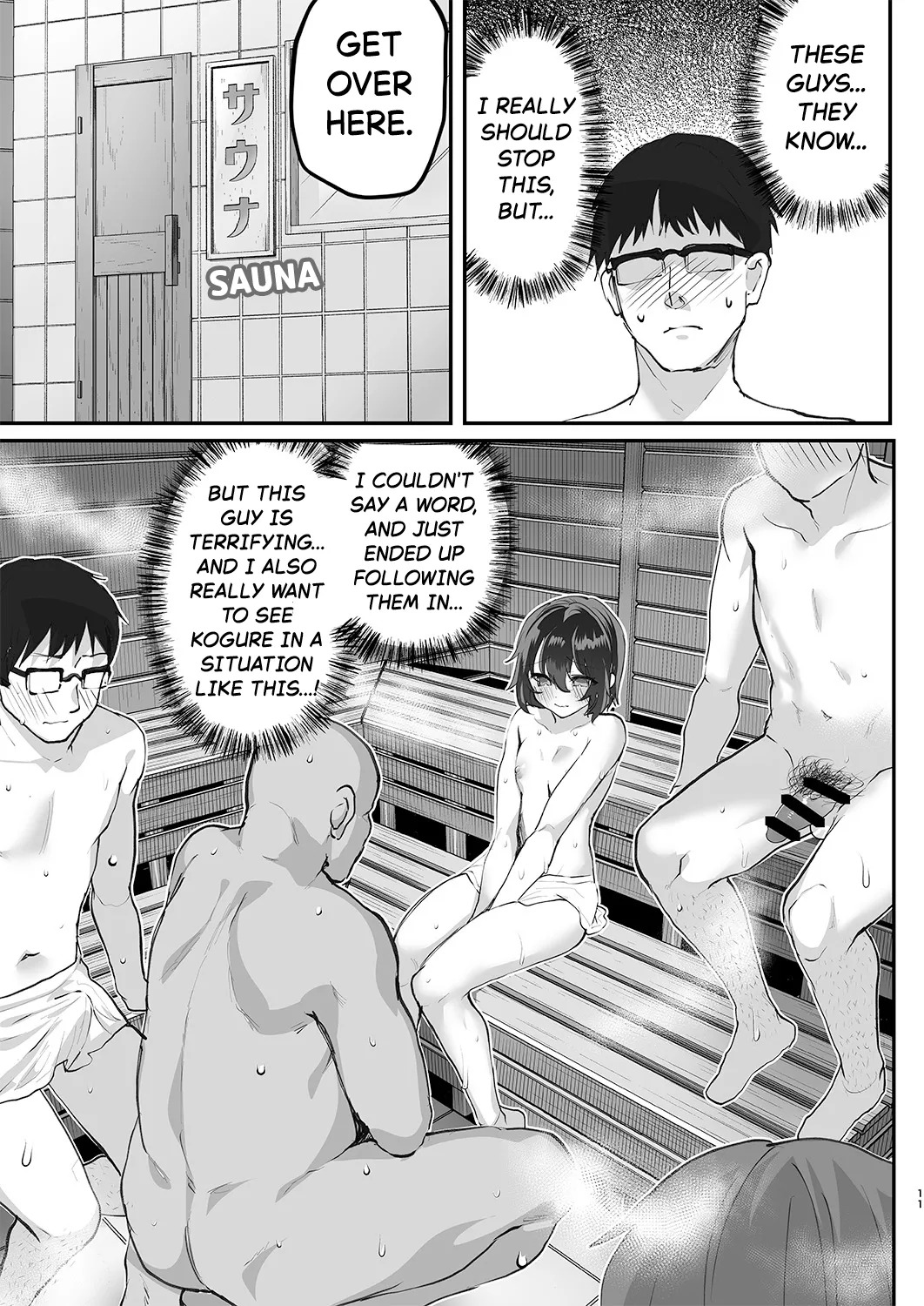 [Shimajiya (Shimaji)] Otokoburo Challenge... Shippai! Sauna de Kakomare... | Men's Bath Challenge... Failed! Cornered in the Sauna... [English] [FueledByMBG] [Digital] - Page 12
